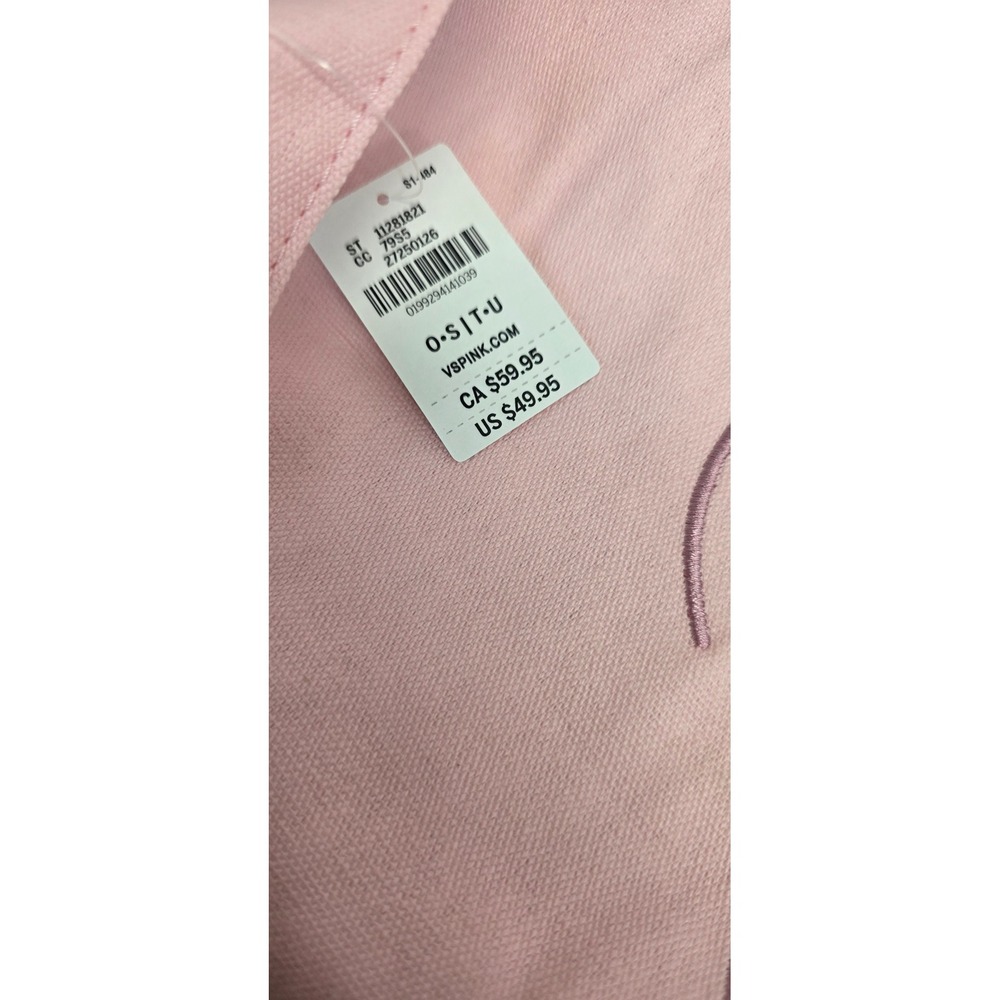 Victorias Secret PINK Floral Embroidered Canvas Tote Bag Pink Zip Top NWT - Picture 3 of 8